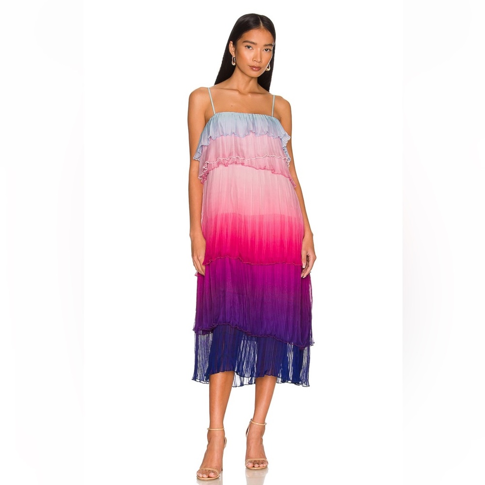 Something navy ombré chiffon midi dress NWT